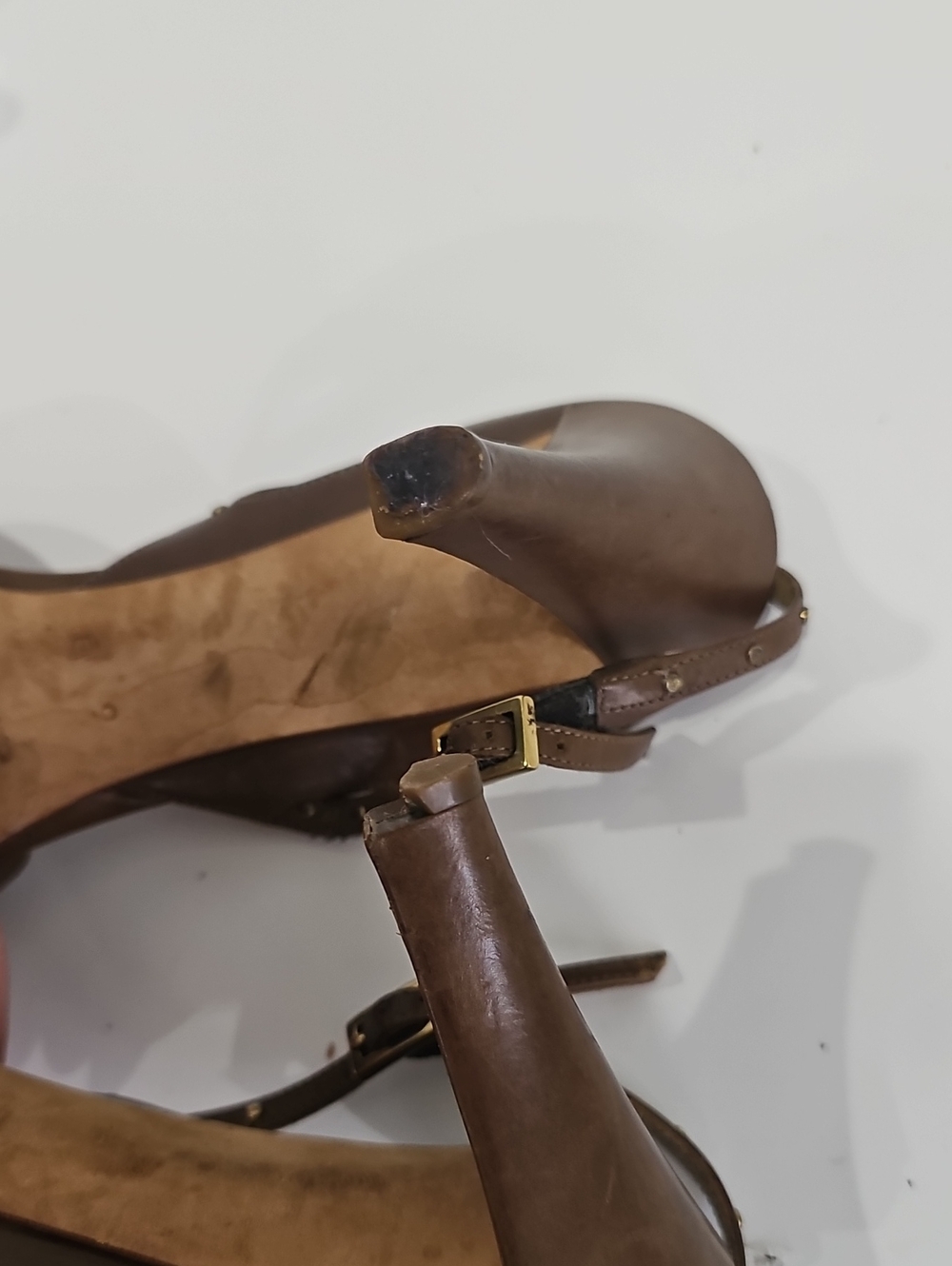 GUCCI Brown Leather Heel Size 6 Slingback Pumps pointed - Picture 8 of 14